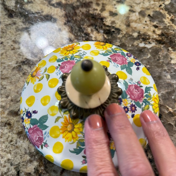 Vintage MacKenzie-Childs Yellow Polka Dot Floral Canister - Picture 9 of 9